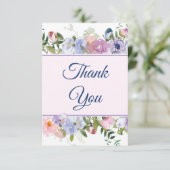 Carte De Remerciements Mariage d'aquarelle violet et bleu (Debout devant)