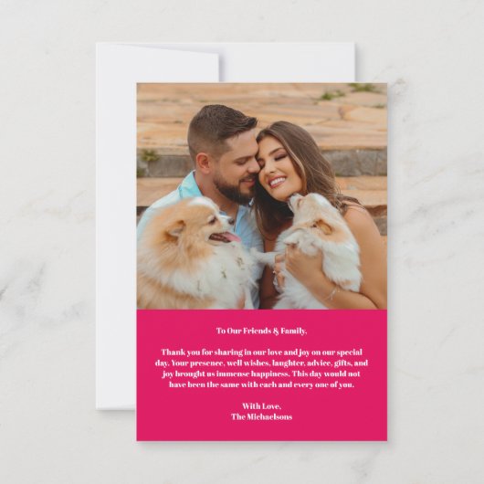 Carte De Remerciements Mariage d'arche rose rétro Bold Neon (Dos)