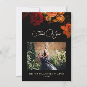 Carte De Remerciements Mariage Dark Romantic Floral Beaux-Arts