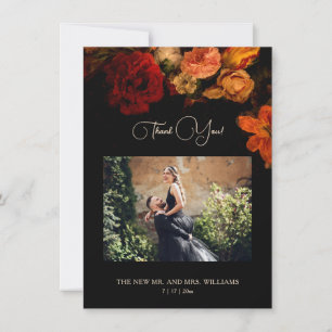 Carte De Remerciements Mariage Dark Romantic Floral Beaux-Arts 