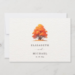 Carte De Remerciements Mariage d'automne Arbre Rustique Minimaliste