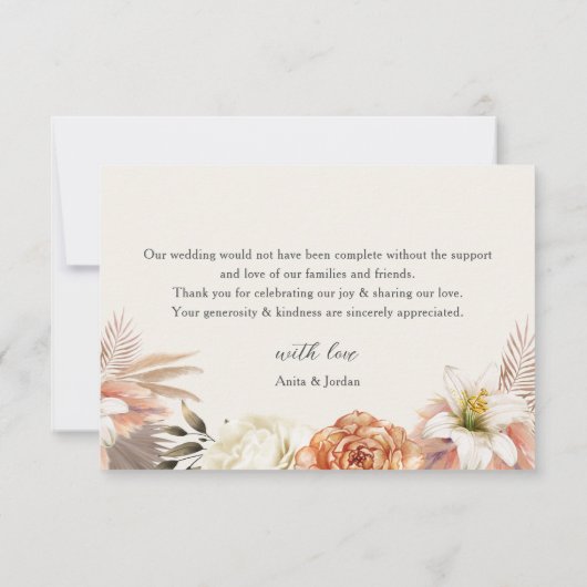 Carte De Remerciements Mariage d'automne floral rustique (Dos)