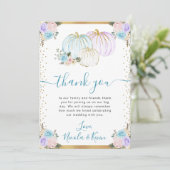 Carte De Remerciements Mariage de automne Citrouille Pastel Blue & Purple (Debout devant)