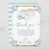 Carte De Remerciements Mariage de automne Citrouille Pastel Blue & Purple (Devant / Derrière)
