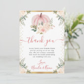 Carte De Remerciements Mariage de automne Citrouille rose pâle (Debout devant)