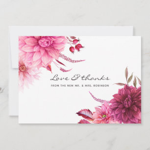 Carte De Remerciements Mariage de automne d'automne de Bourgogne et de Br