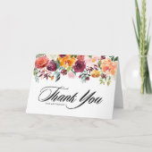 Carte De Remerciements Mariage de automne de fleurs d'automne aquarelle (Devant)