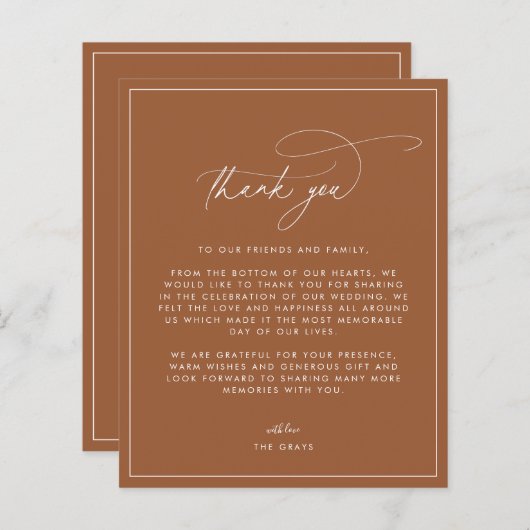 Carte de remerciements Mariage de automne en terre (Devant / Derrière)