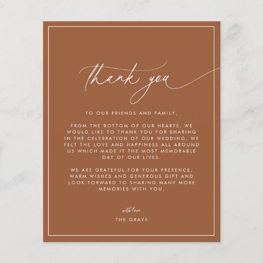 Carte de remerciements Mariage de automne en terre (Devant)