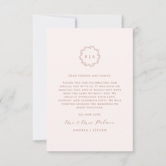 Carte De Remerciements Mariage de automne en terre cuite (Dos)