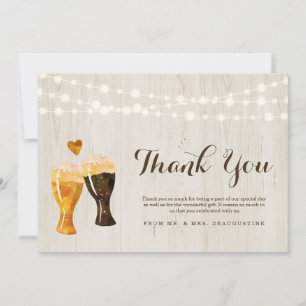 Carte De Remerciements Mariage de bière de brasserie rustique personnalis