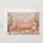 Carte De Remerciements Mariage de Boho Desert Sunset Cactus (Devant)