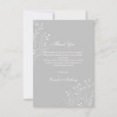 Carte De Remerciements Mariage de Boho Floral à Coin Blanc Argent (Devant)