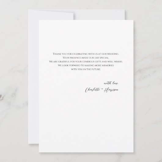 Carte De Remerciements Mariage de bordure de script Whimsical (Dos)