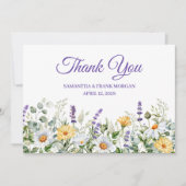 Carte De Remerciements Mariage de bordure fleur sauvage (Devant)