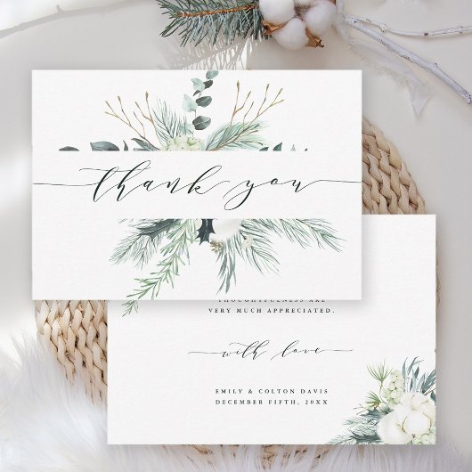 Carte De Remerciements Mariage de bouquet à feuillage persistant et de co