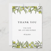 Carte De Remerciements Mariage de branche Olive moderne (Devant)