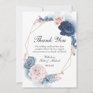 Carte De Remerciements Mariage de cadre bleu bleu bleu bleu flou Dusty Fl