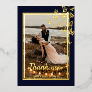 Carte de remerciements mariage de cadre de feuille