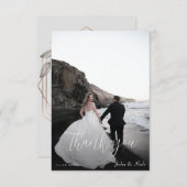 Carte De Remerciements Mariage de cadre de script photo moderne simple (Devant / Derrière)