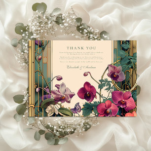 Carte De Remerciements Mariage de cadre orchidée Art nouveau