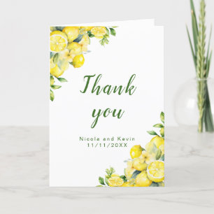 Carte De Remerciements Mariage de cadre vert citron italien