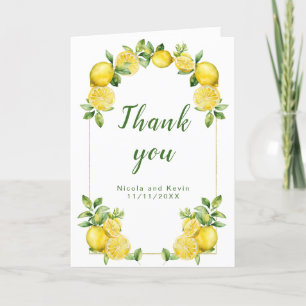 Carte De Remerciements Mariage de cadre vert citron italien