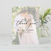 Carte De Remerciements Mariage de calligraphie 2 superposition de photos (Debout devant)