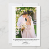 Carte De Remerciements Mariage de calligraphie 2 superposition de photos (Dos)