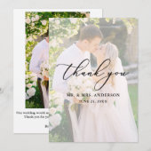 Carte De Remerciements Mariage de calligraphie 2 superposition de photos (Devant / Derrière)