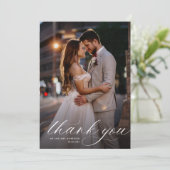 Carte De Remerciements mariage de calligraphie blanche (Debout devant)