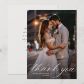 Carte De Remerciements mariage de calligraphie blanche (Devant / Derrière)