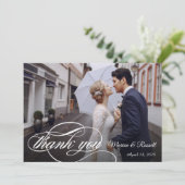 Carte De Remerciements Mariage de calligraphie blanche (Debout devant)