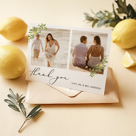 Carte De Remerciements Mariage de calligraphie citron jaune