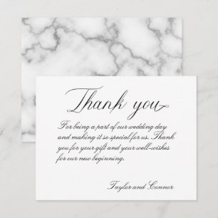 Carte de remerciements Mariage de calligraphie cla
