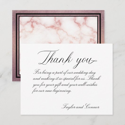 Carte de remerciements Mariage de calligraphie cla (Devant / Derrière)