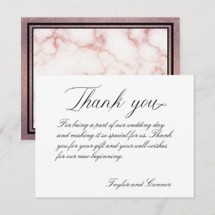 Carte de remerciements Mariage de calligraphie cla