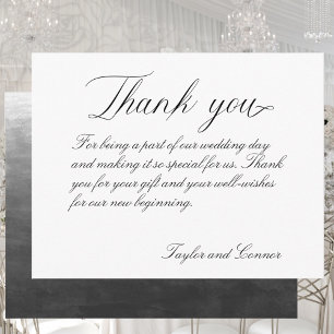 Carte de remerciements Mariage de calligraphie cla