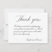 Carte de remerciements Mariage de calligraphie cla (Devant)