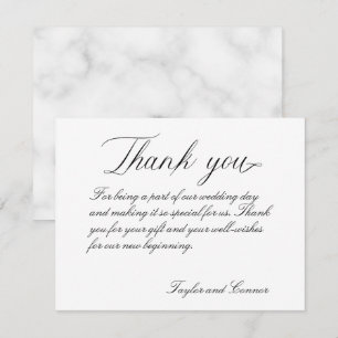 Carte de remerciements Mariage de calligraphie cla