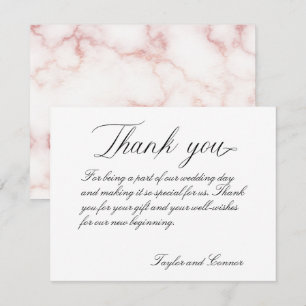 Carte de remerciements Mariage de calligraphie cla