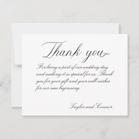 Carte de remerciements Mariage de calligraphie cla (Devant)