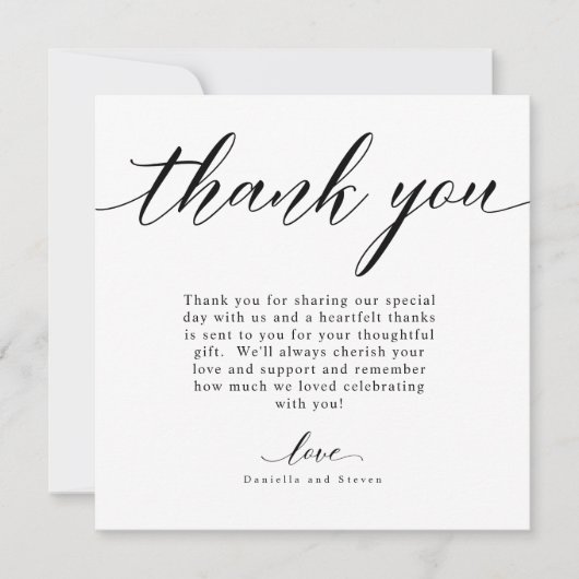 Carte de remerciements Mariage de calligraphie de  (Devant)