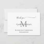Carte De Remerciements Mariage de calligraphie de script noir monogramme  (Devant)