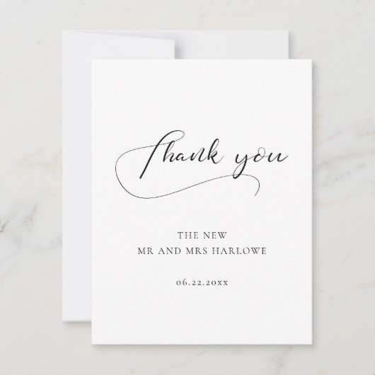 Carte De Remerciements Mariage de calligraphie élégant (Devant)