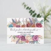 Carte De Remerciements Mariage de calligraphie florale rose bleu (Debout devant)