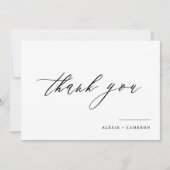 Carte De Remerciements Mariage de calligraphie manuscrite noire (Devant)