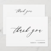 Carte De Remerciements Mariage de calligraphie manuscrite noire (Devant / Derrière)