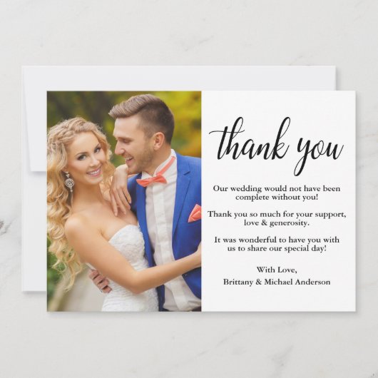 Carte De Remerciements Mariage de calligraphie moderne et élégant (Devant)