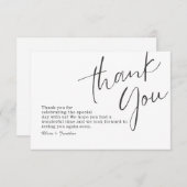 Carte De Remerciements Mariage de calligraphie moderne et élégant blanc (Devant / Derrière)